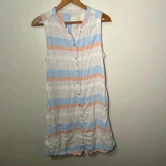 Cynthia rowley  100% linen nautical striped dress M - Picture 2 of 6